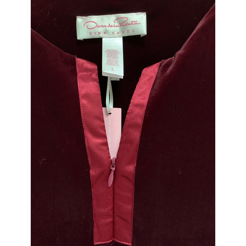 Woman's Full Length 1/2 Zip Oscar de la Renta House Coat 1/2 Zip Wine Color L - Picture 4 of 6
